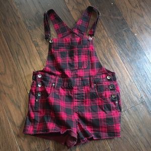 High denim shortall overall skirt